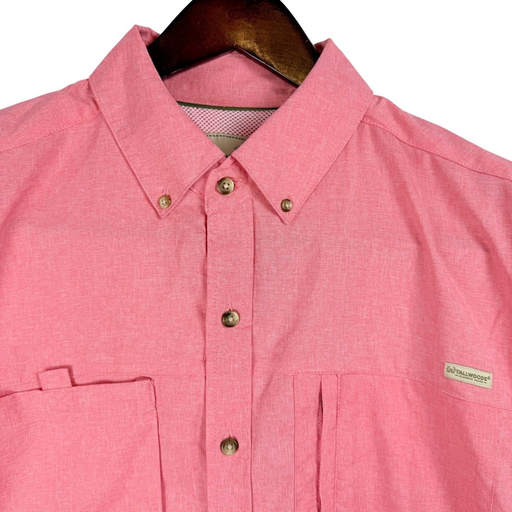 Tallwoods Element Wear Mens Salmon Short Sleeve Button Down‎ Shirt Fishing L